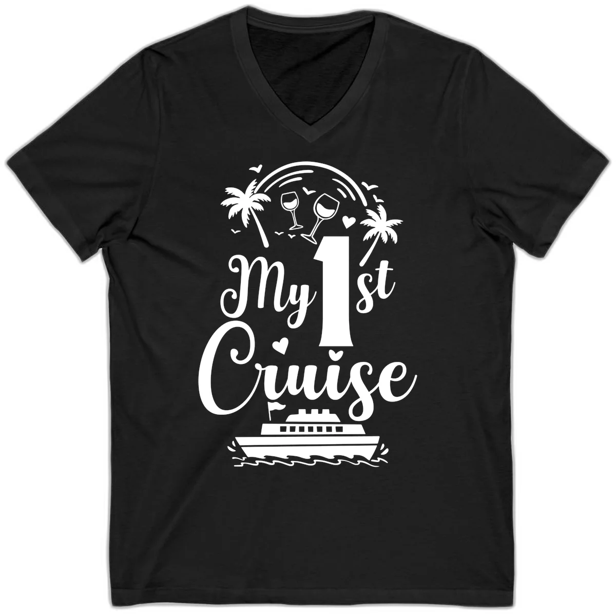 My 1st Cruise V-Neck Tee in Black