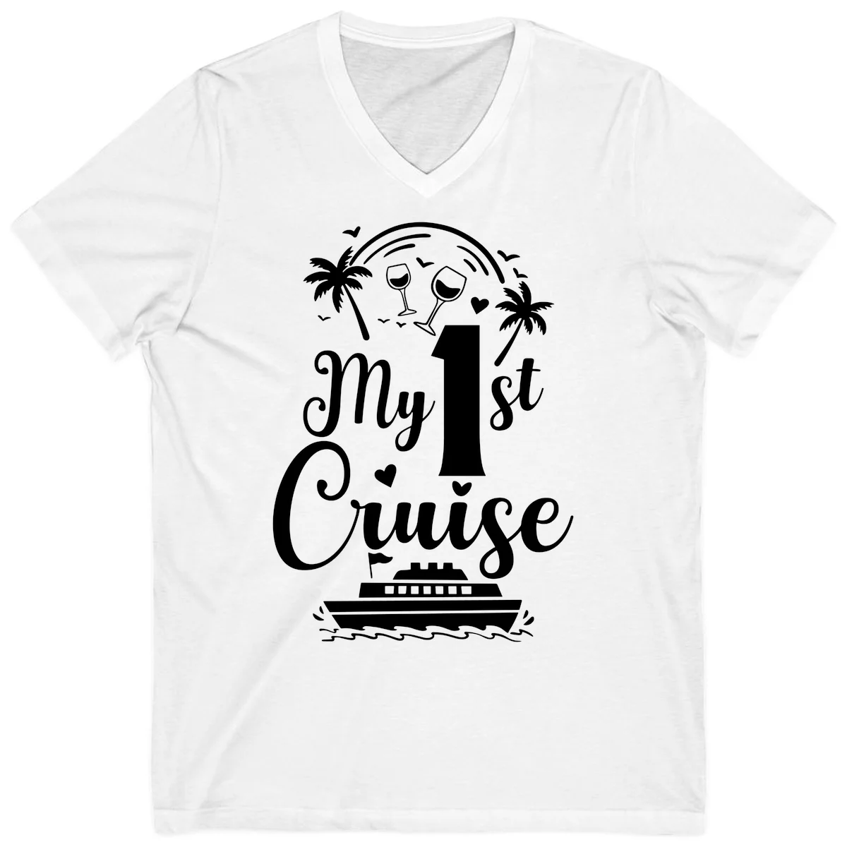 My 1st Cruise V-Neck Tee in White