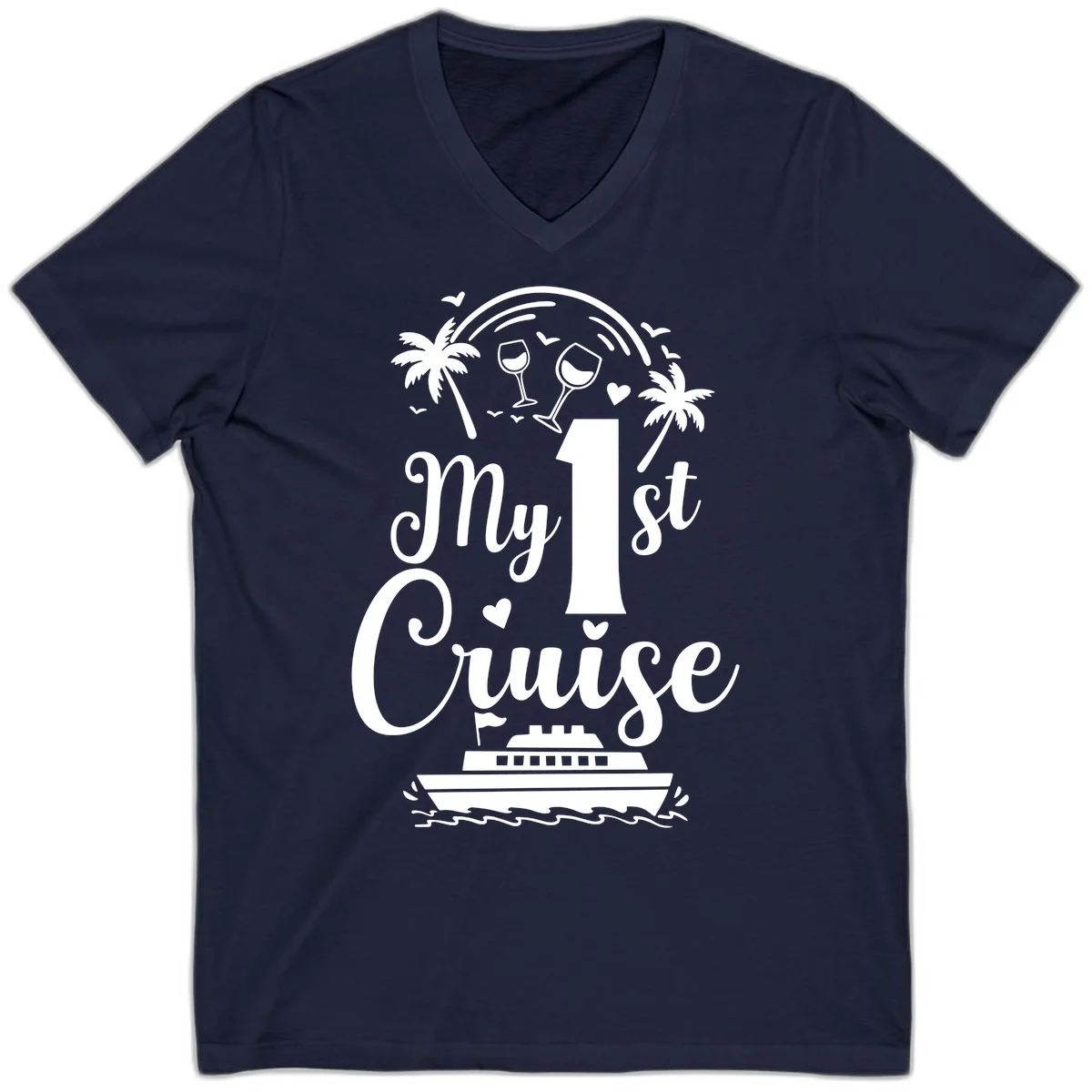 My 1st Cruise V-Neck Tee in Navy