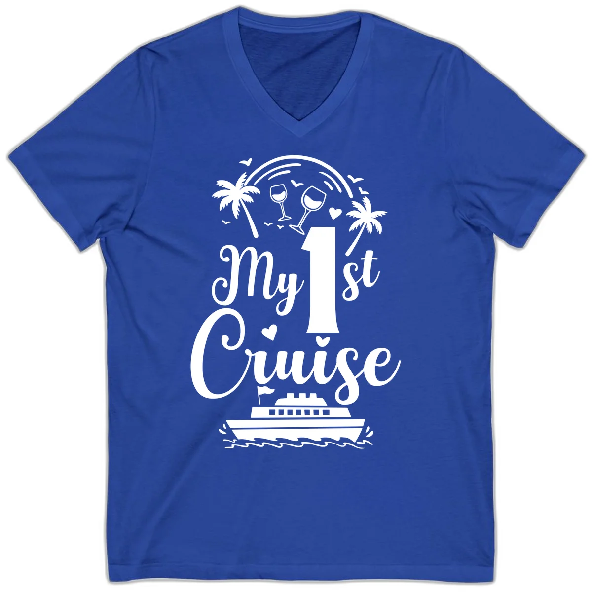 My 1st Cruise V-Neck Tee in True Royal