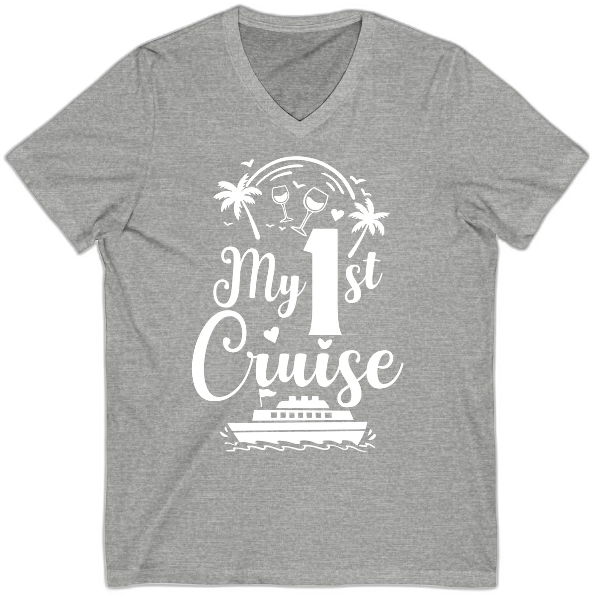 My 1st Cruise V-Neck Tee in Athletic Heather