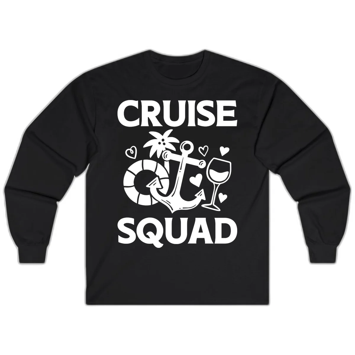 Cruise Squad Long Sleeve Tee in Black