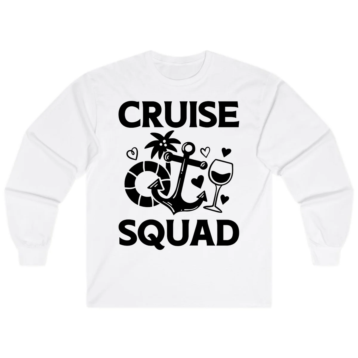 Cruise Squad Long Sleeve Tee in White