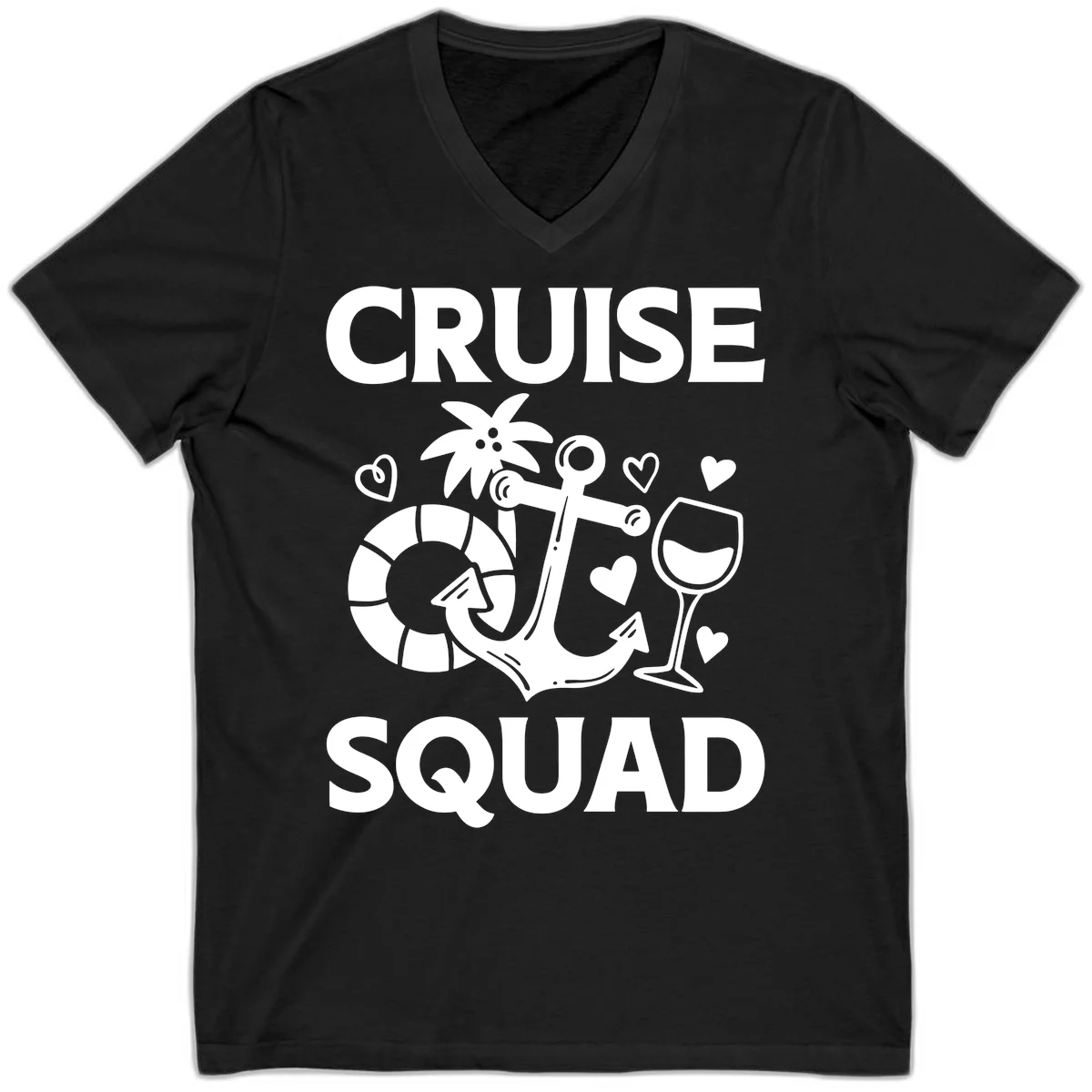 Cruise Squad V-Neck Tee in Black