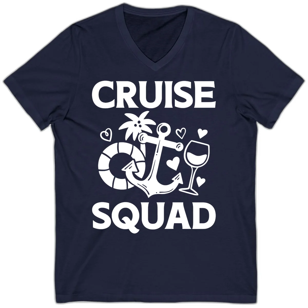 Cruise Squad V-Neck Tee in Navy