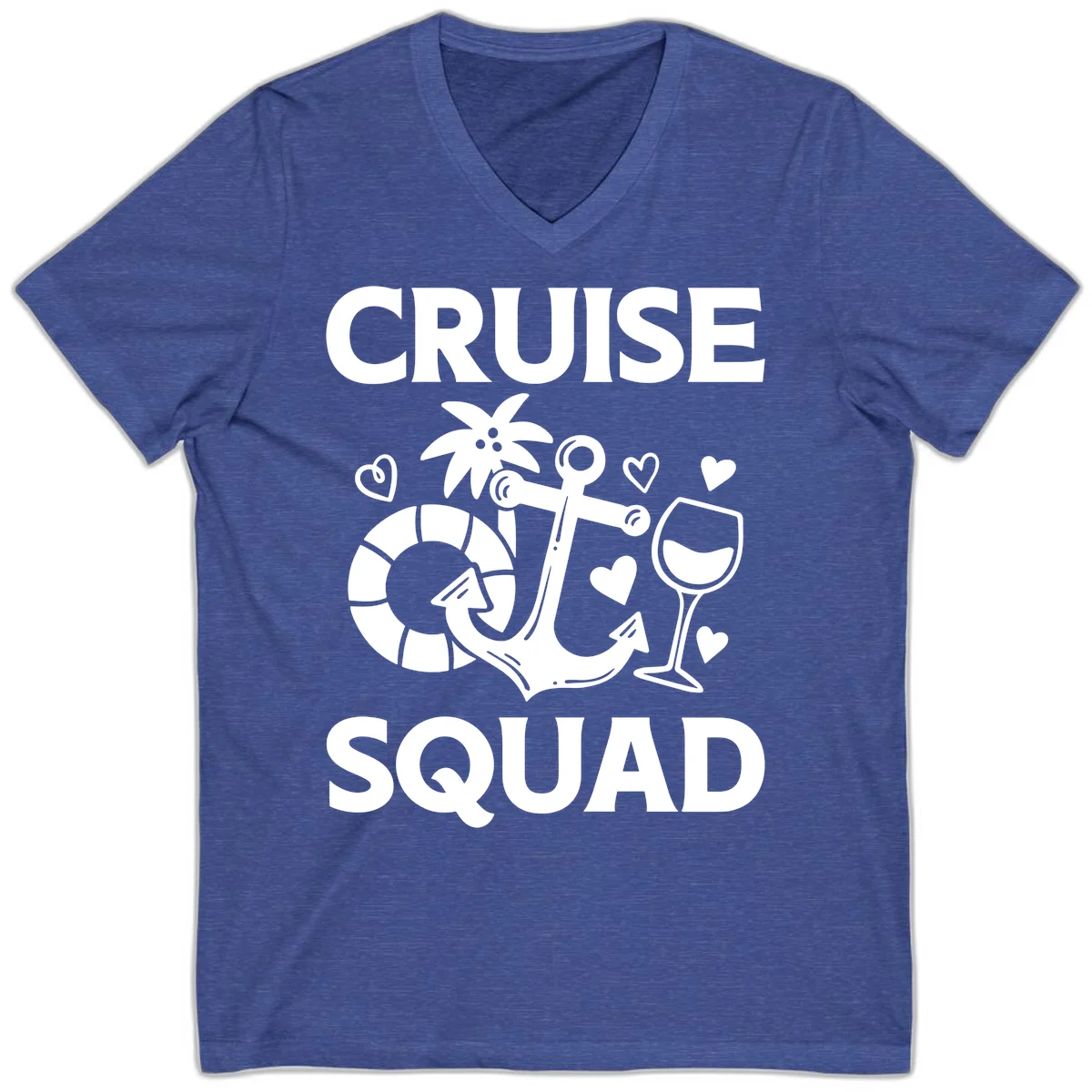 Cruise Squad V-Neck Tee in Heather True Royal