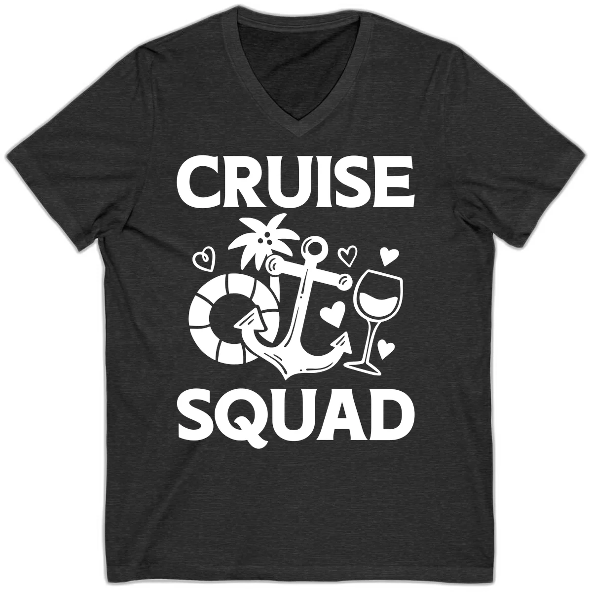 Cruise Squad V-Neck Tee in Dark Grey Heather