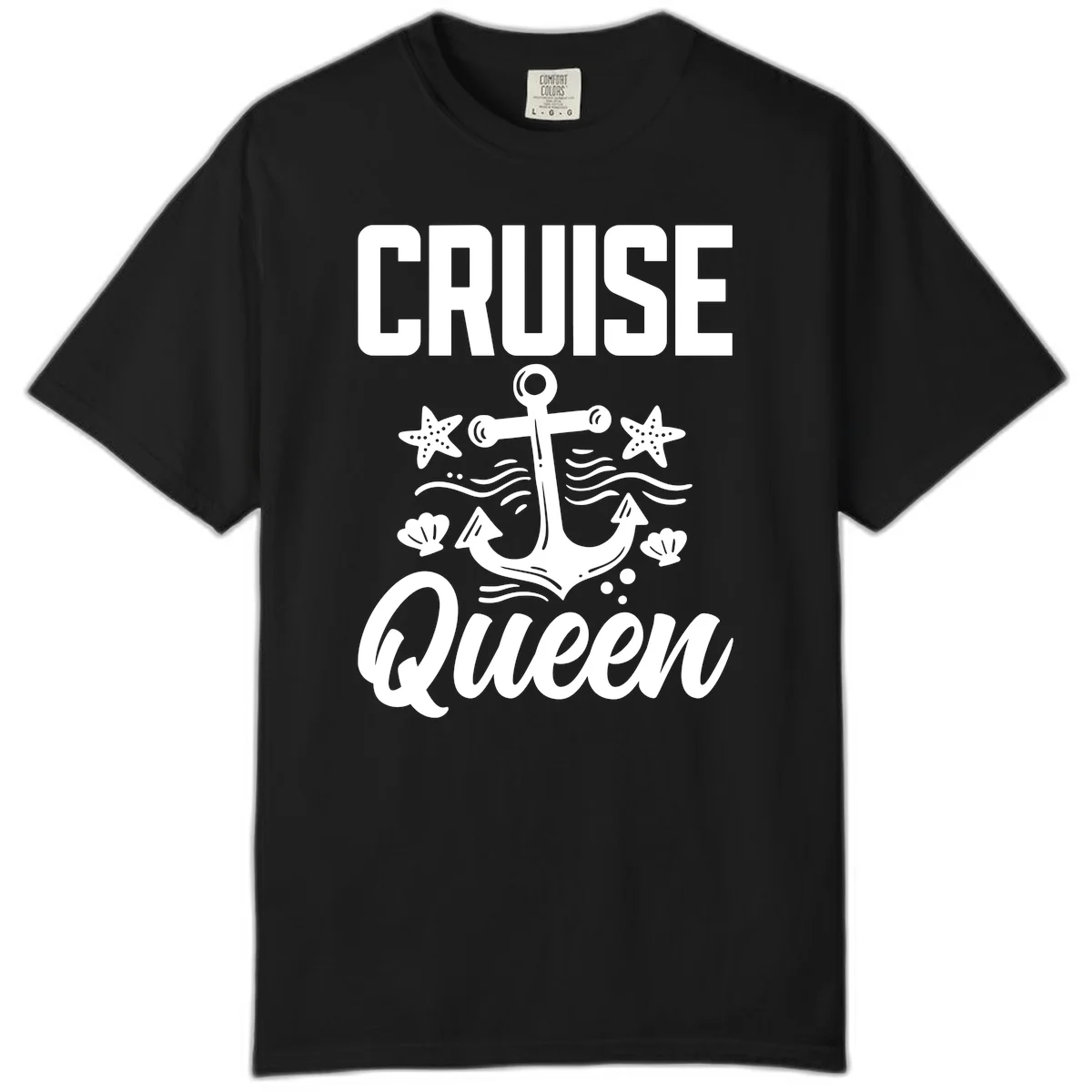 Cruise Queen Anchor Comfort Color T-Shirt in Black
