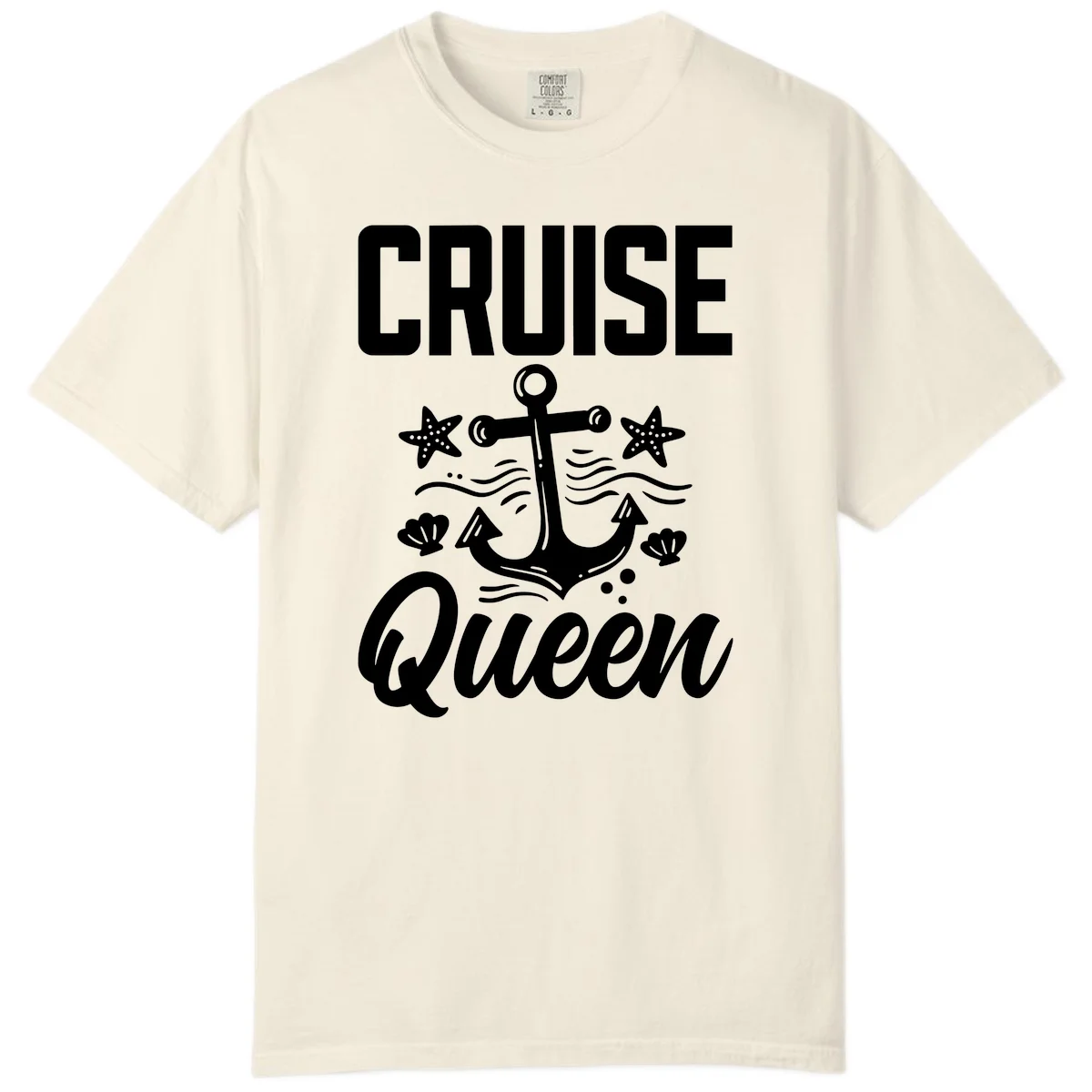 Cruise Queen Anchor Comfort Color T-Shirt in Ivory