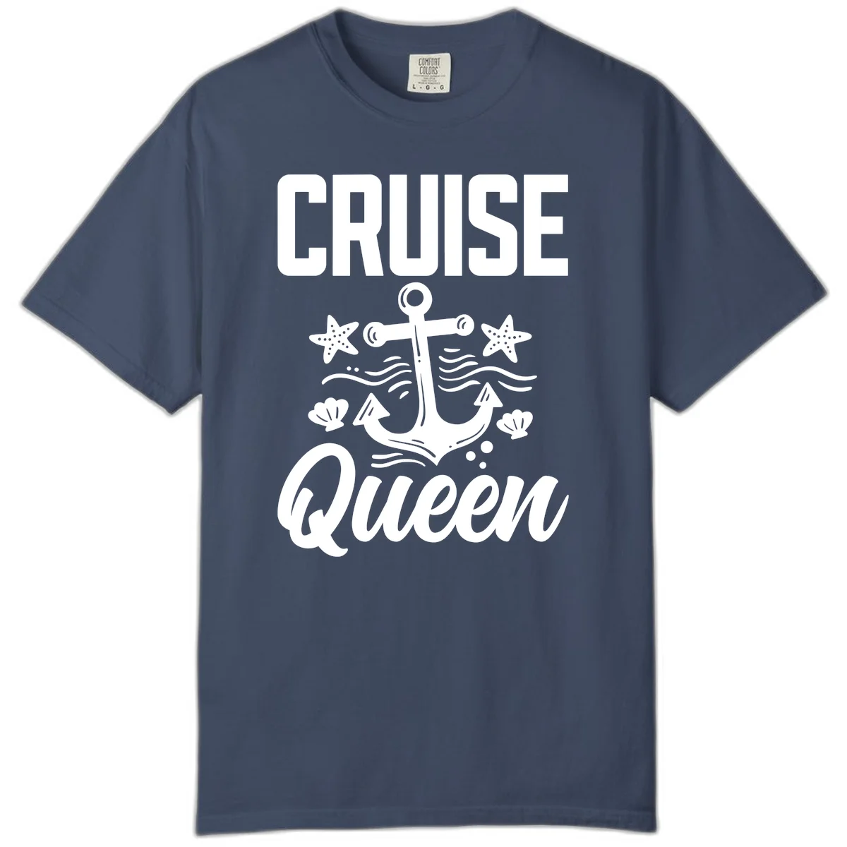 Cruise Queen Anchor Comfort Color T-Shirt in Midnight
