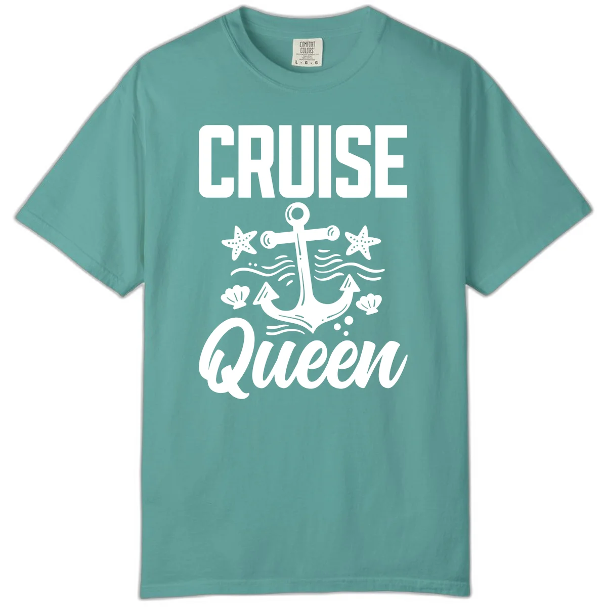 Cruise Queen Anchor Comfort Color T-Shirt in Seafoam