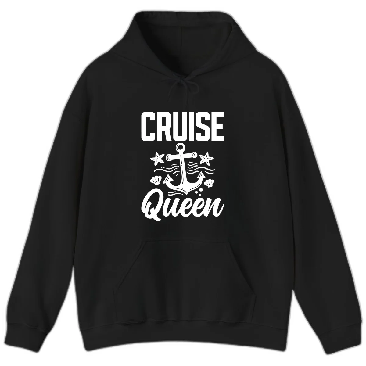 Cruise Queen Anchor Nautical Hoodie in Black