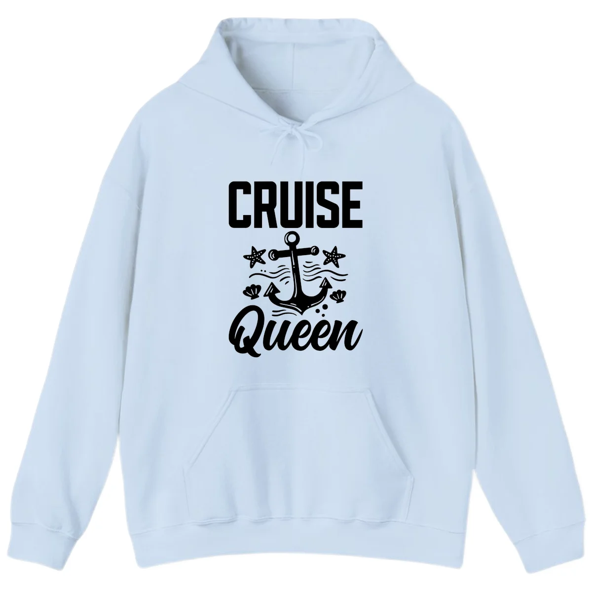 Cruise Queen Anchor Nautical Hoodie in Light Blue