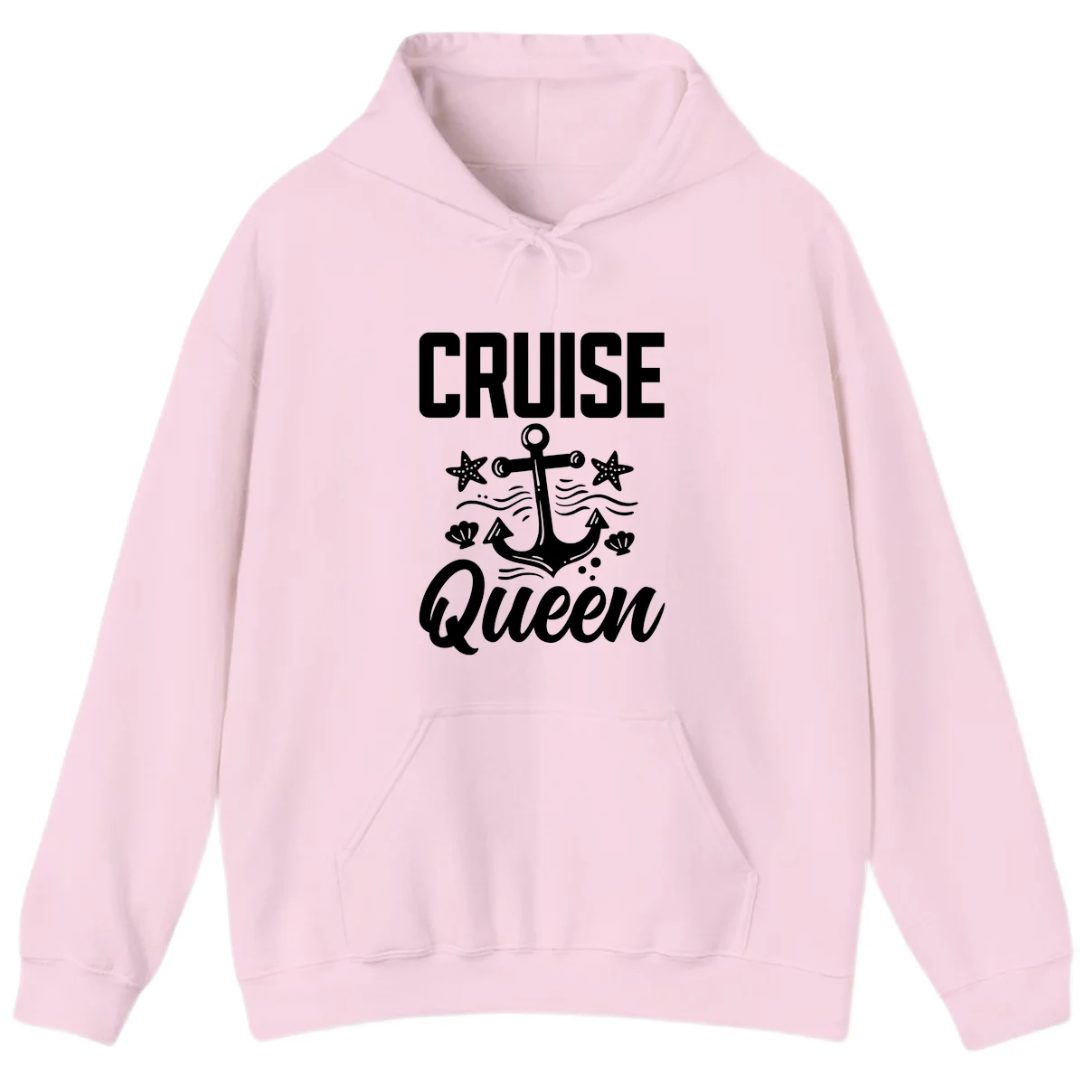 Cruise Queen Anchor Nautical Hoodie in Light Pink