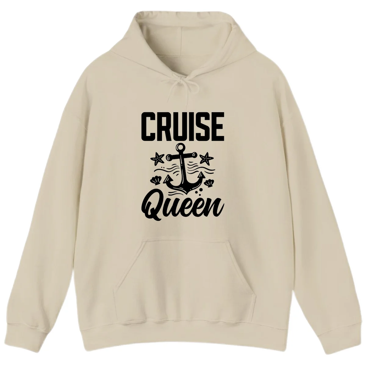 Cruise Queen Anchor Nautical Hoodie in Sand