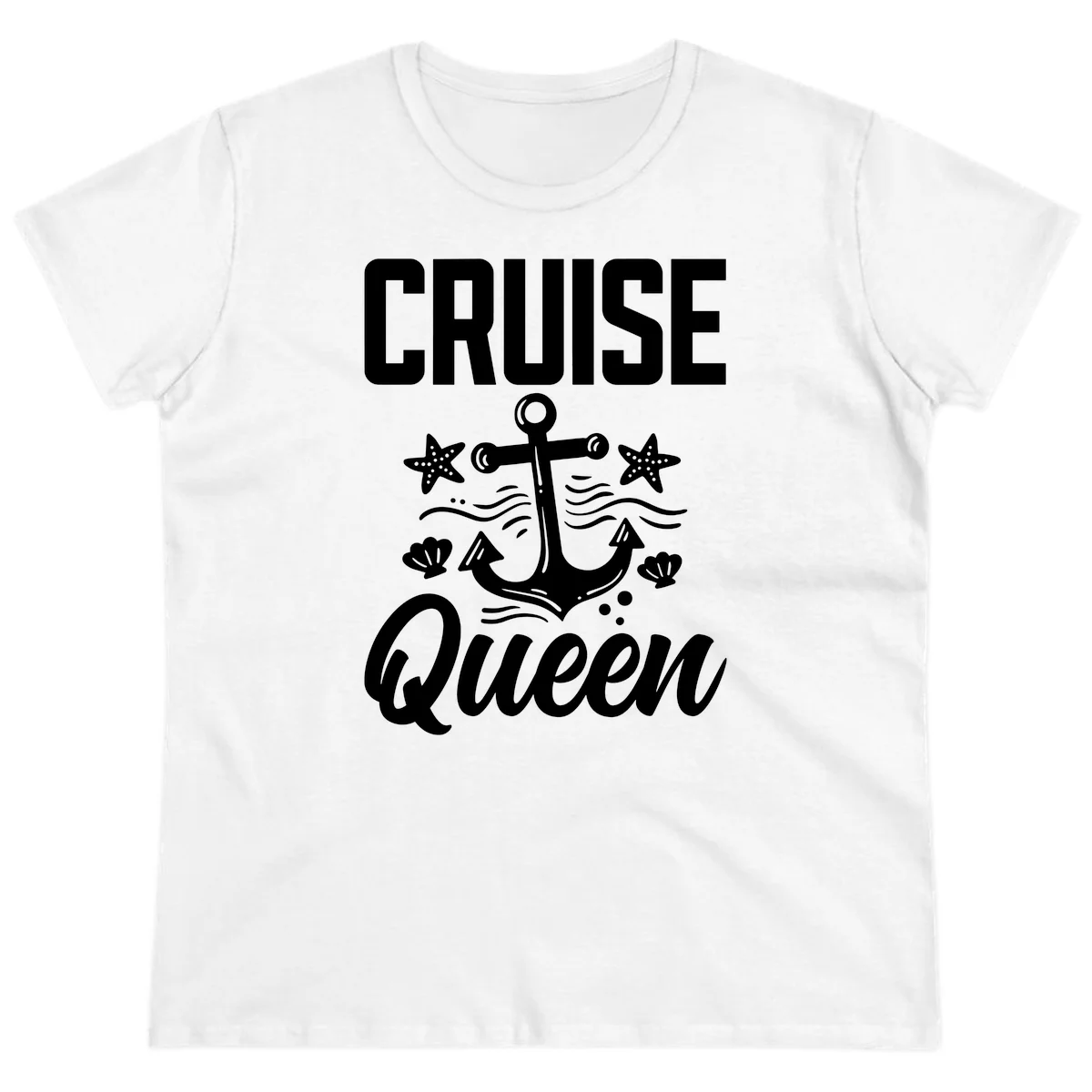Cruise Queen Anchor Nautical Ladies Tee in White
