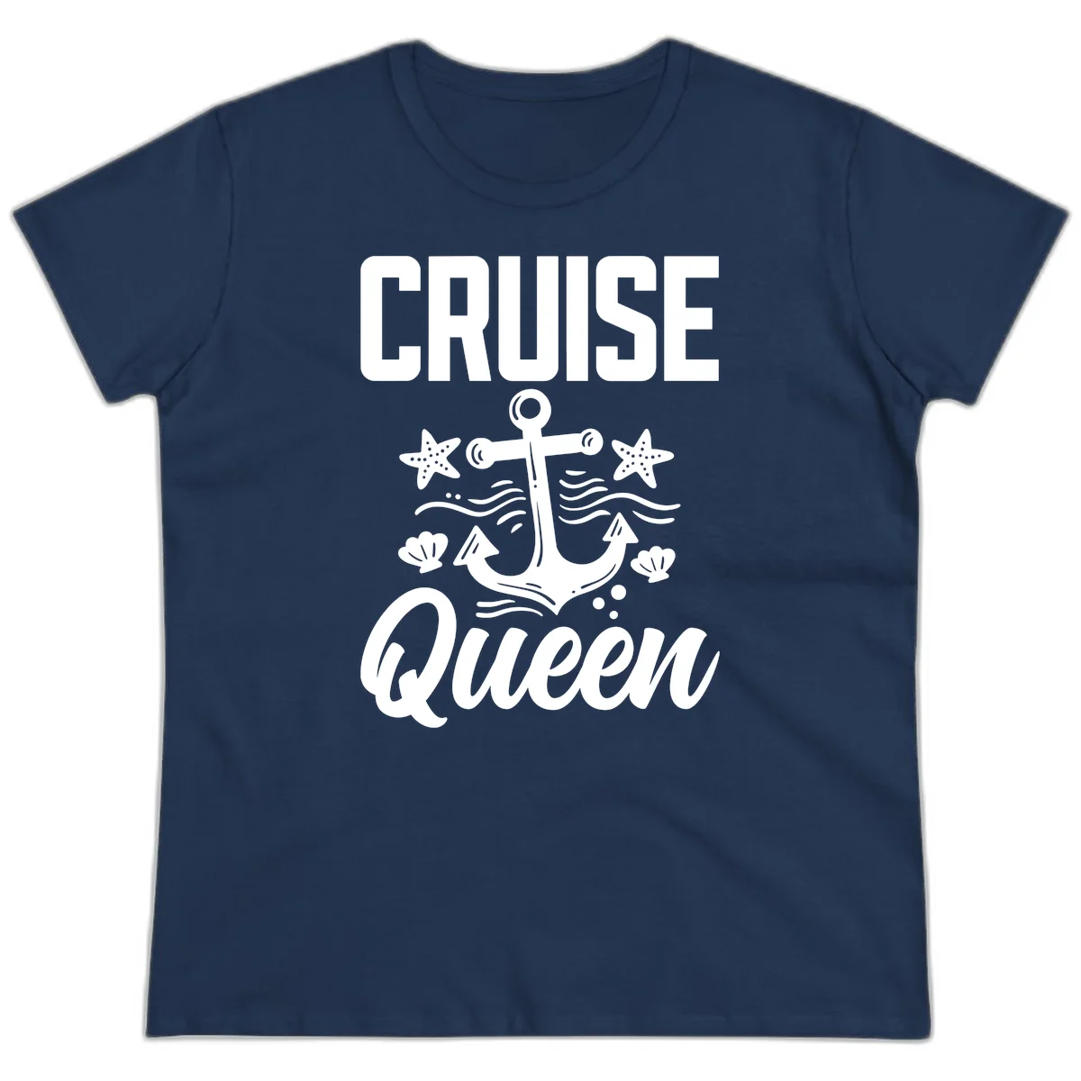 Cruise Queen Anchor Nautical Ladies Tee in Navy