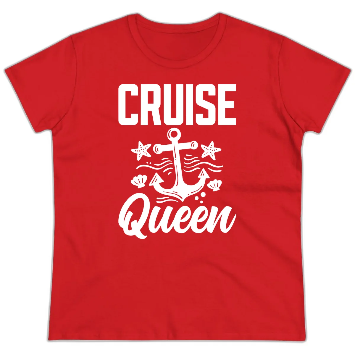 Cruise Queen Anchor Nautical Ladies Tee in Red
