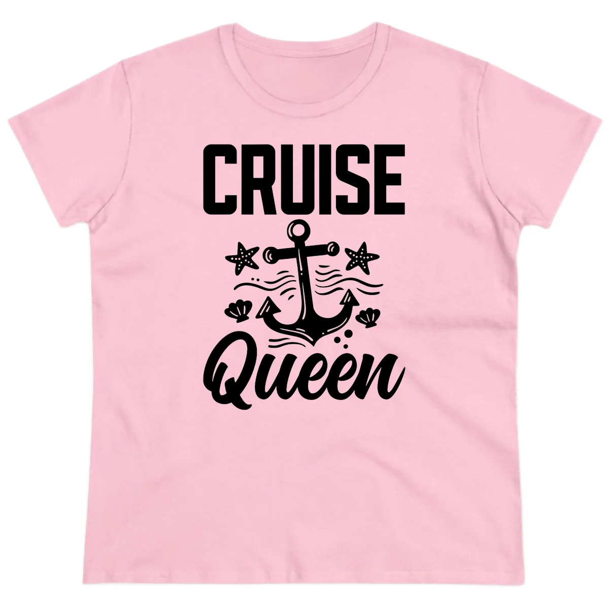 Cruise Queen Anchor Nautical Ladies Tee in Light Pink