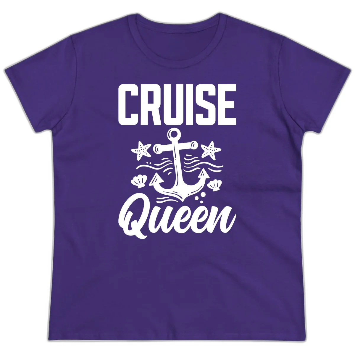 Cruise Queen Anchor Nautical Ladies Tee in Purple