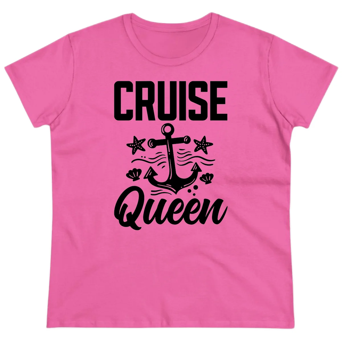 Cruise Queen Anchor Nautical Ladies Tee in Azalea