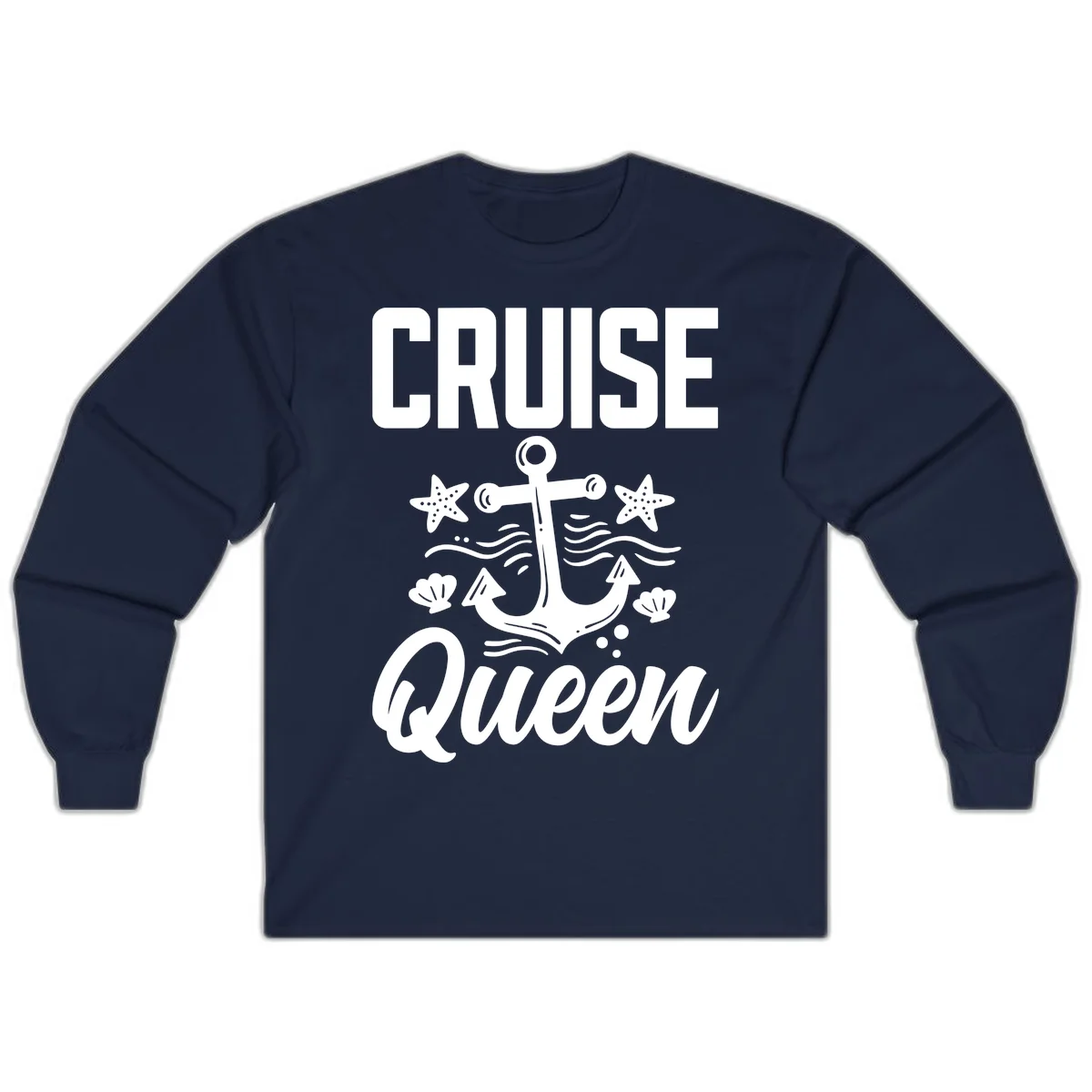 Cruise Queen Anchor Nautical Long Sleeve Tee in Navy
