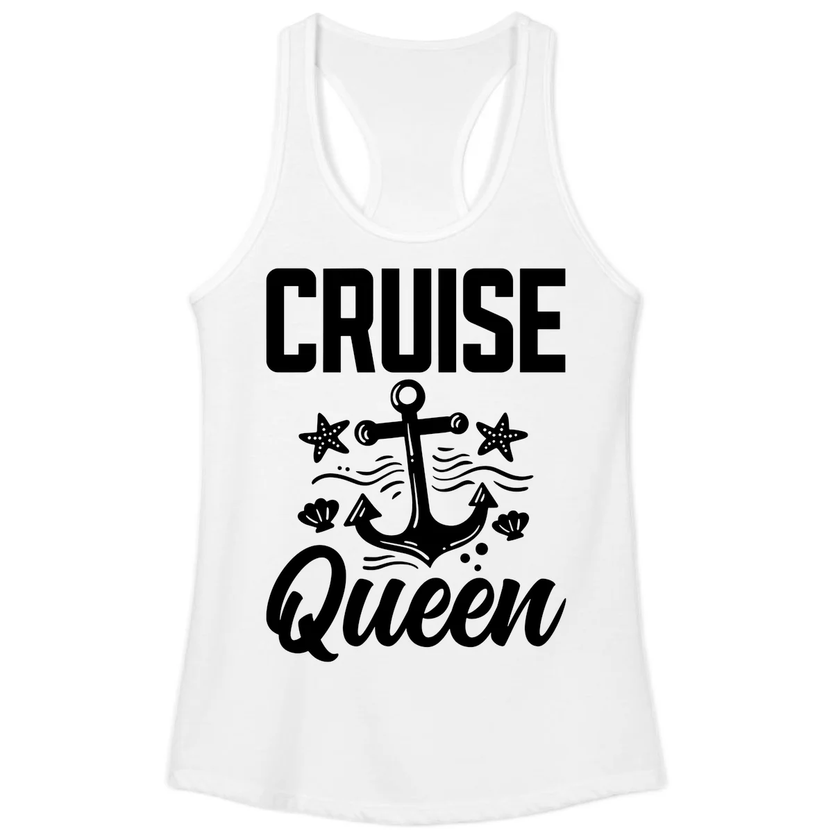 Cruise Queen Anchor Nautical Ladies Tank in White