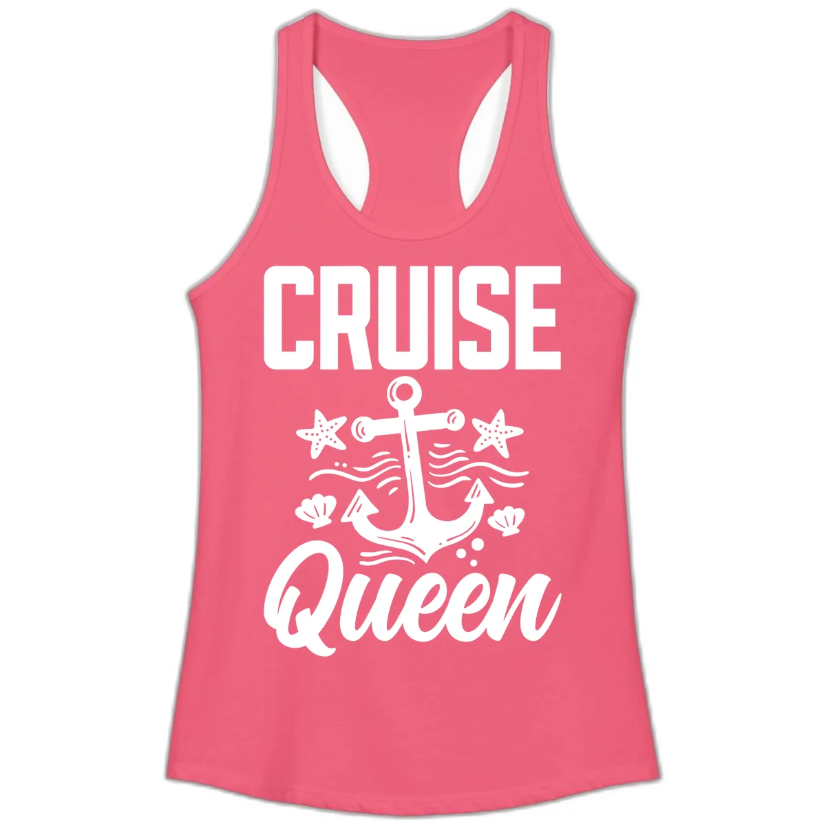 Cruise Queen Anchor Nautical Ladies Tank in Hot Pink