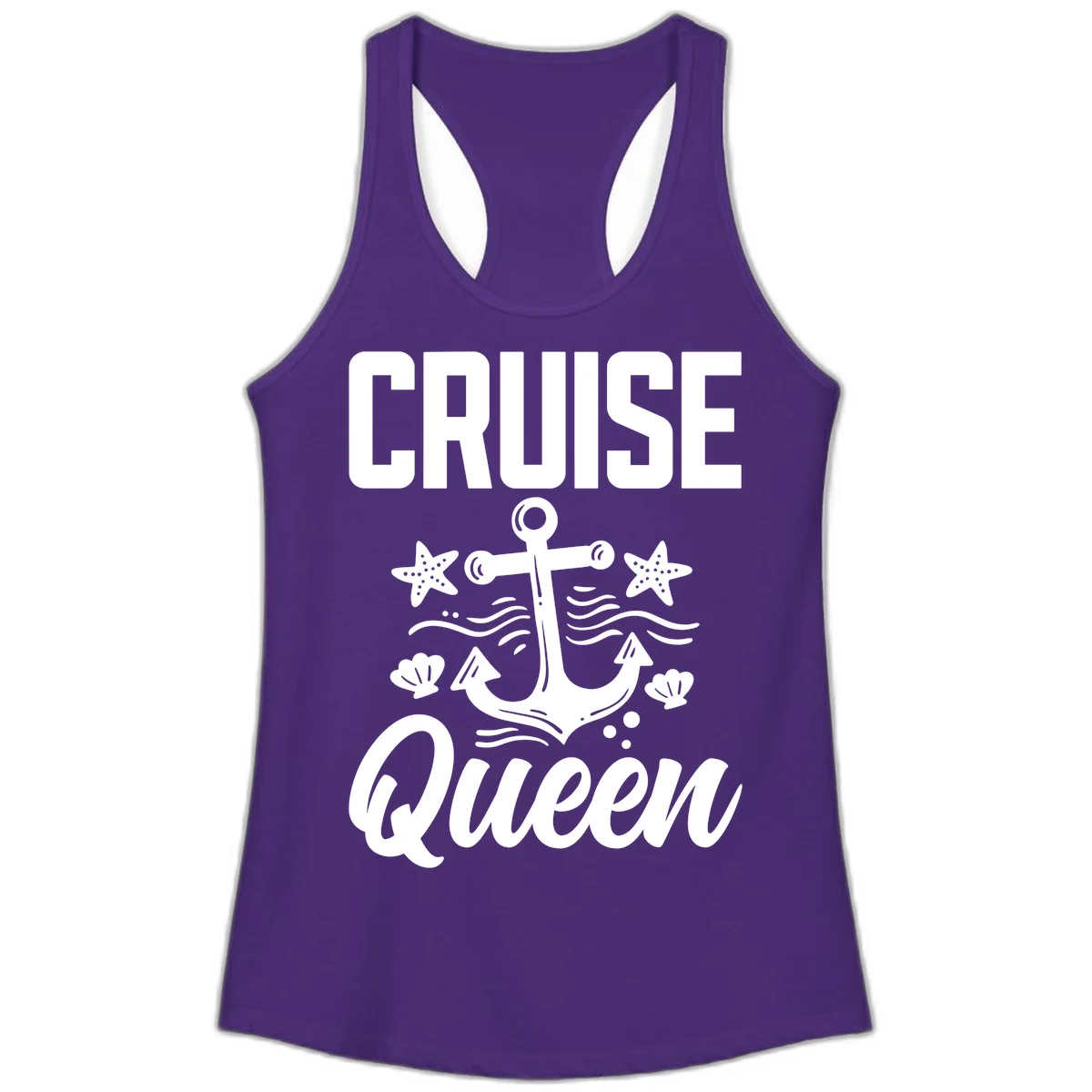 Cruise Queen Anchor Nautical Ladies Tank in Solid Purple Rush