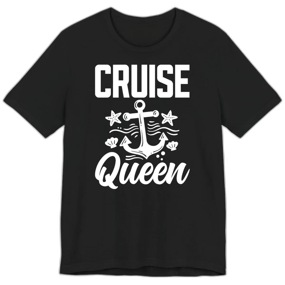 Cruise Queen Anchor Nautical Premium T-Shirt in Black
