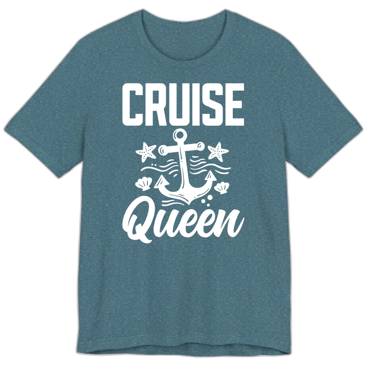Cruise Queen Anchor Nautical Premium T-Shirt in Heather Deep Teal