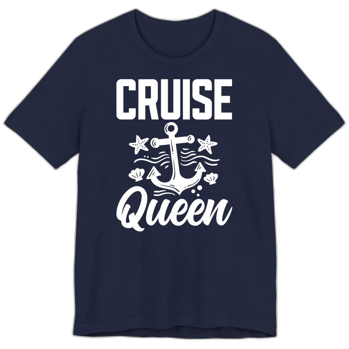 Cruise Queen Anchor Nautical Premium T-Shirt in Navy