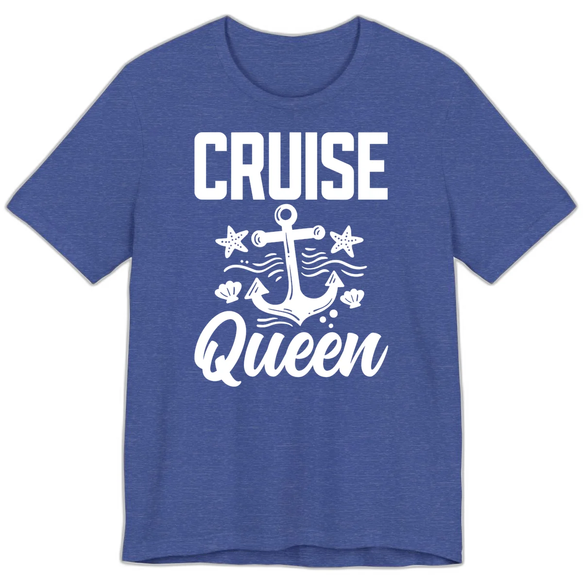 Cruise Queen Anchor Nautical Premium T-Shirt in Heather True Royal
