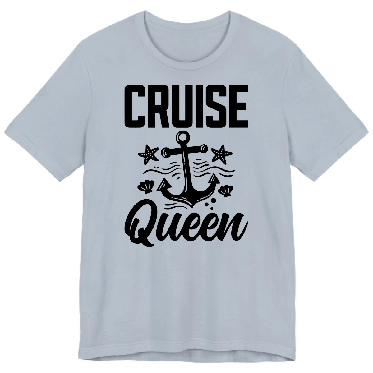 Cruise Queen Anchor Nautical Premium T-Shirt in Light Blue