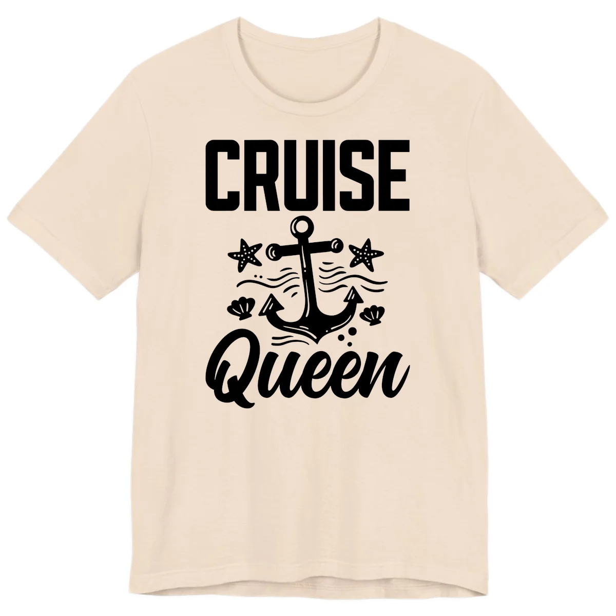 Cruise Queen Anchor Nautical Premium T-Shirt in Soft Cream