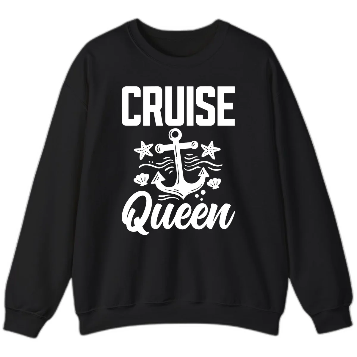 Cruise Queen Anchor Nautical Sweatshirt in Black