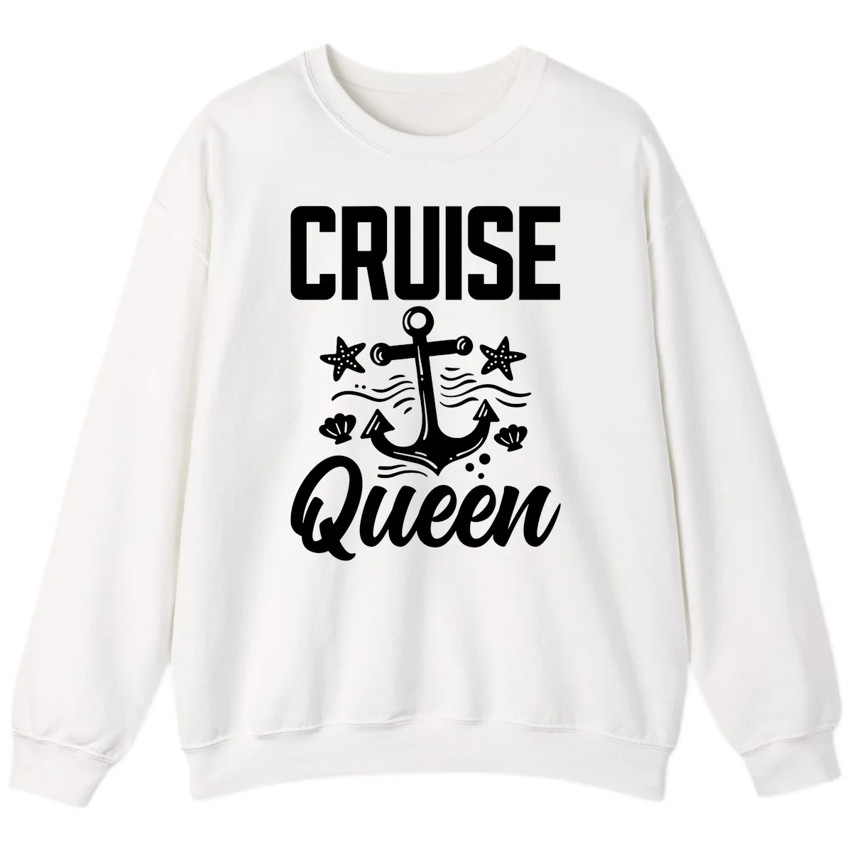 Cruise Queen Anchor Nautical Sweatshirt in White
