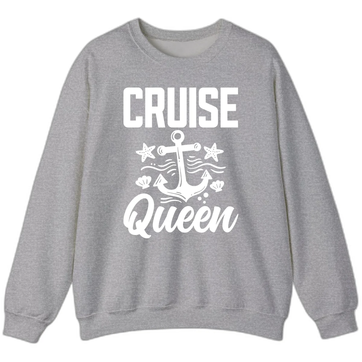 Cruise Queen Anchor Nautical Sweatshirt in Sport Grey