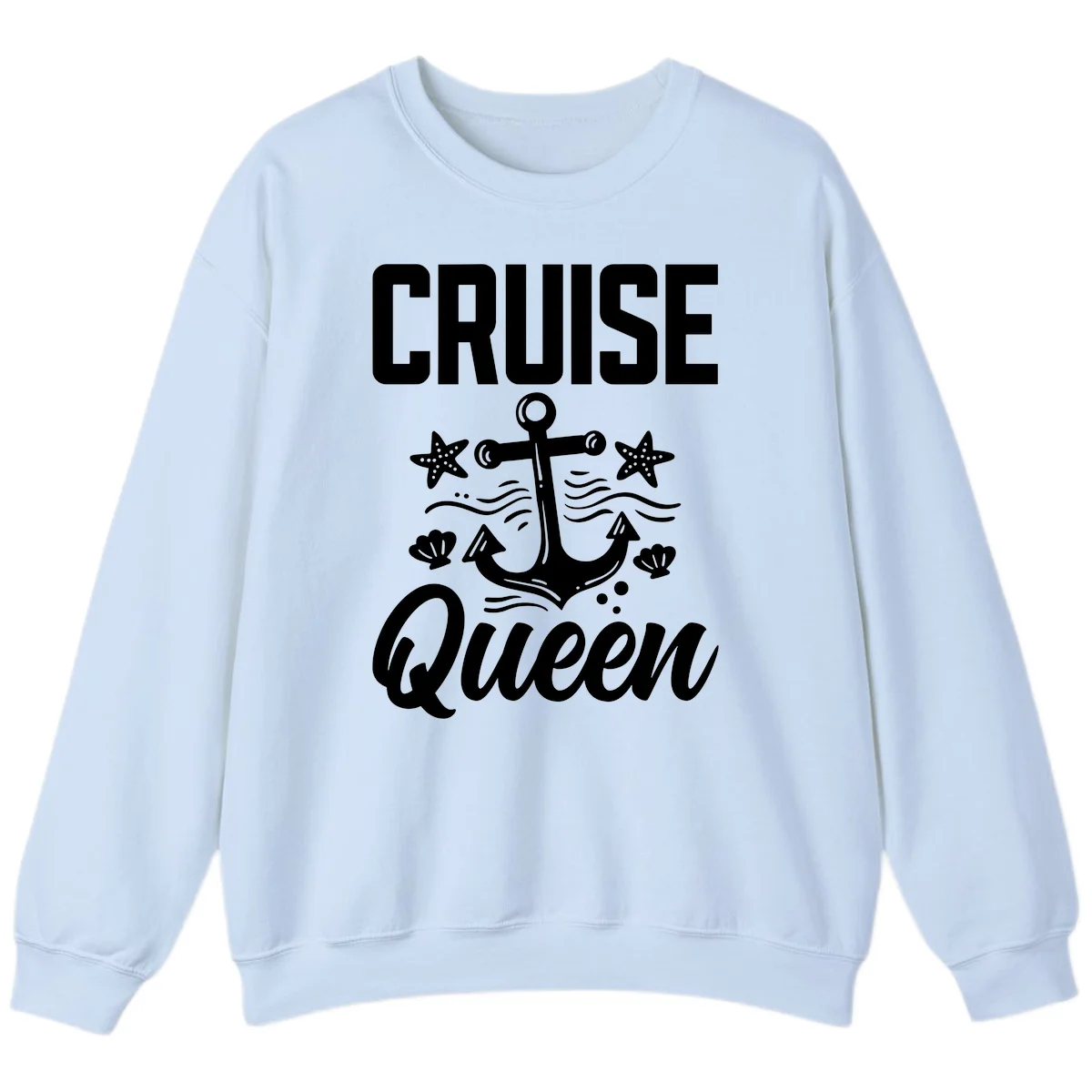 Cruise Queen Anchor Nautical Sweatshirt in Light Blue