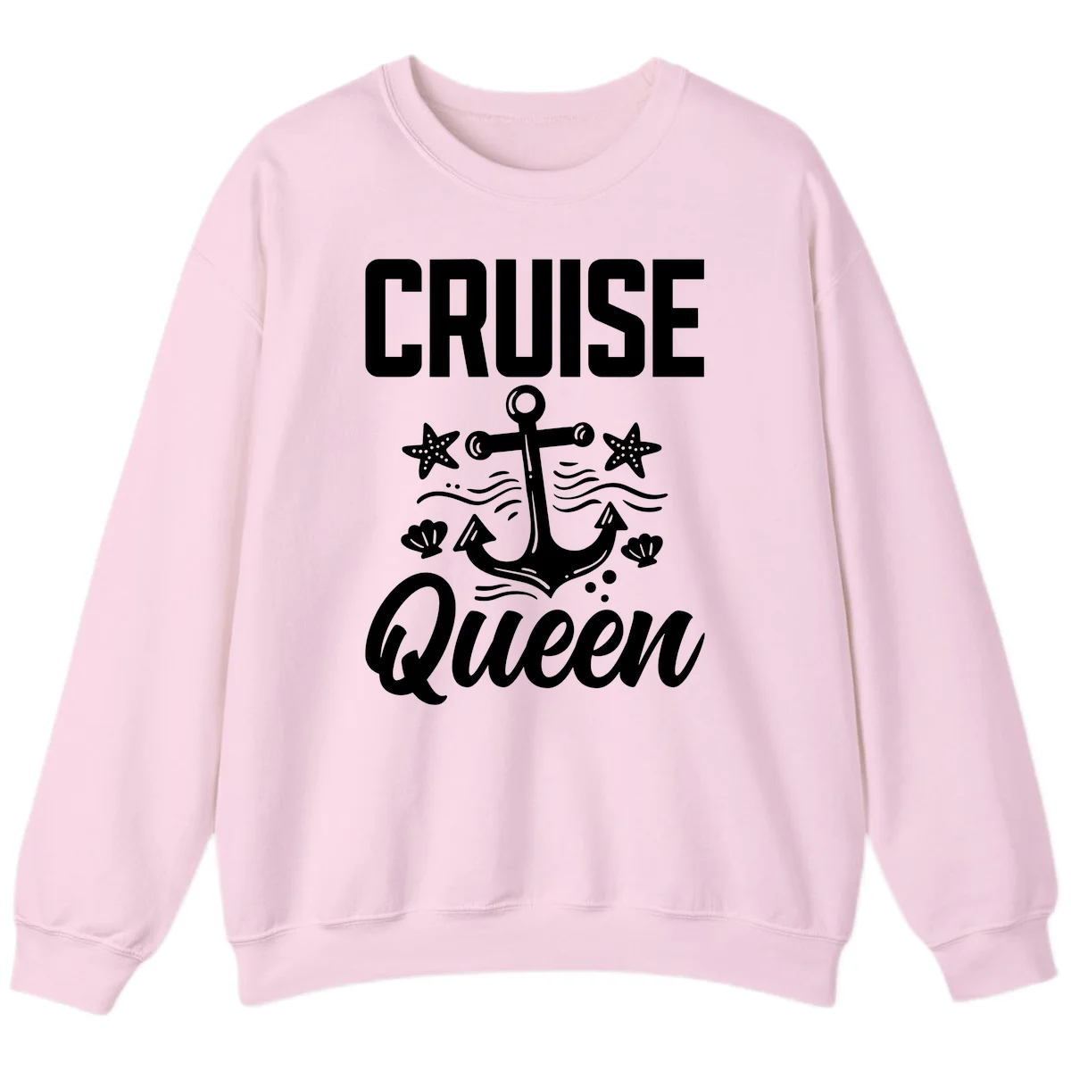 Cruise Queen Anchor Nautical Sweatshirt in Light Pink