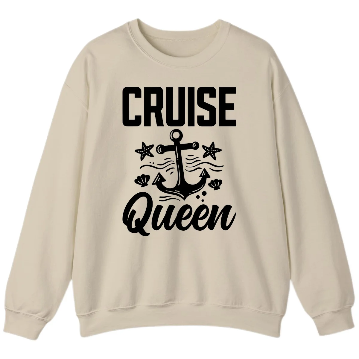 Cruise Queen Anchor Nautical Sweatshirt in Sand