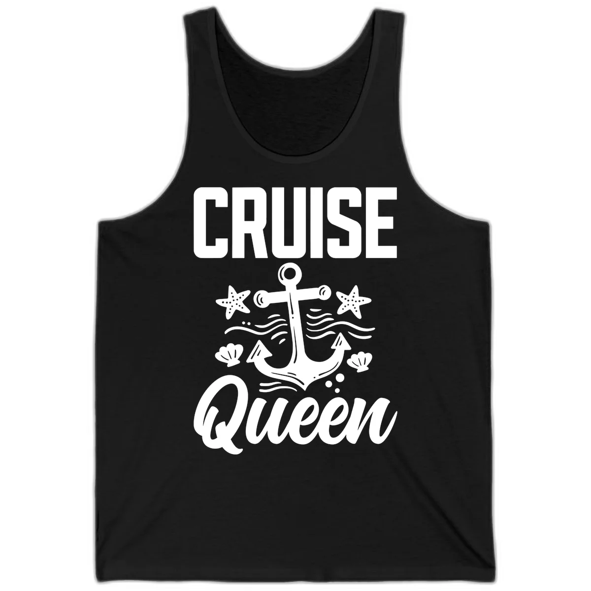 Cruise Queen Anchor Nautical Tank Top in Black