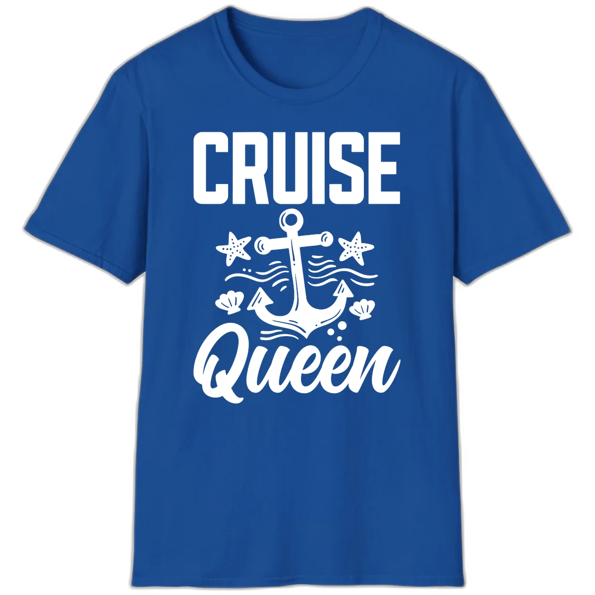 Cruise Queen Anchor Nautical Vacation T-Shirt in Royal