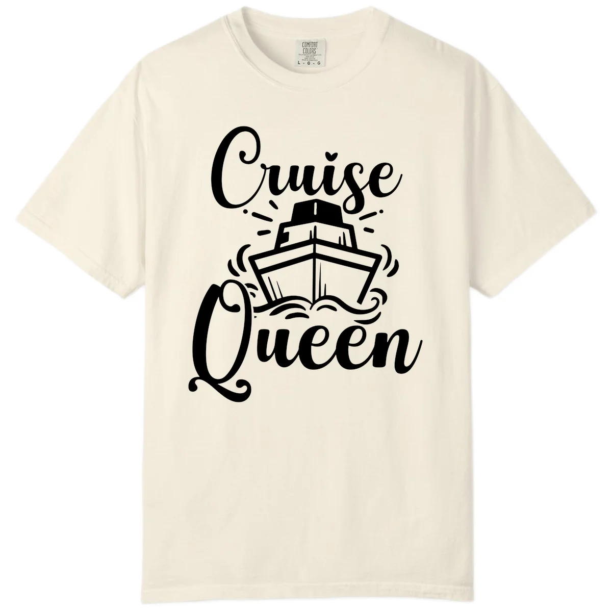 Cruise Queen Comfort Colors T-Shirt for Cruising in Ivory