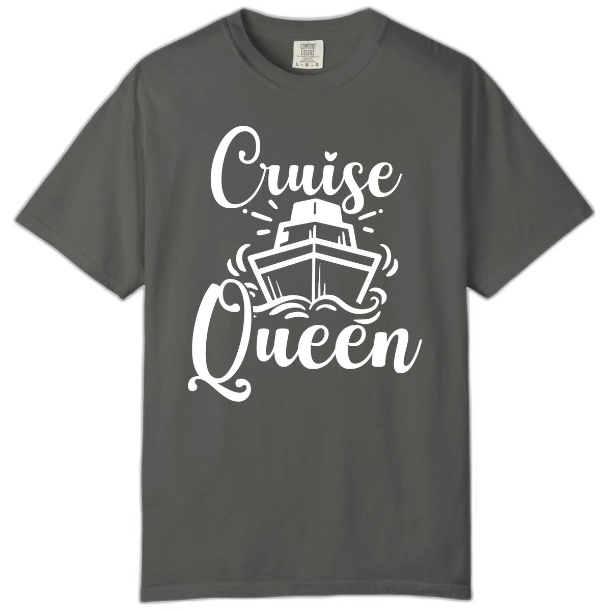 Cruise Queen Comfort Colors T-Shirt for Cruising in Pepper