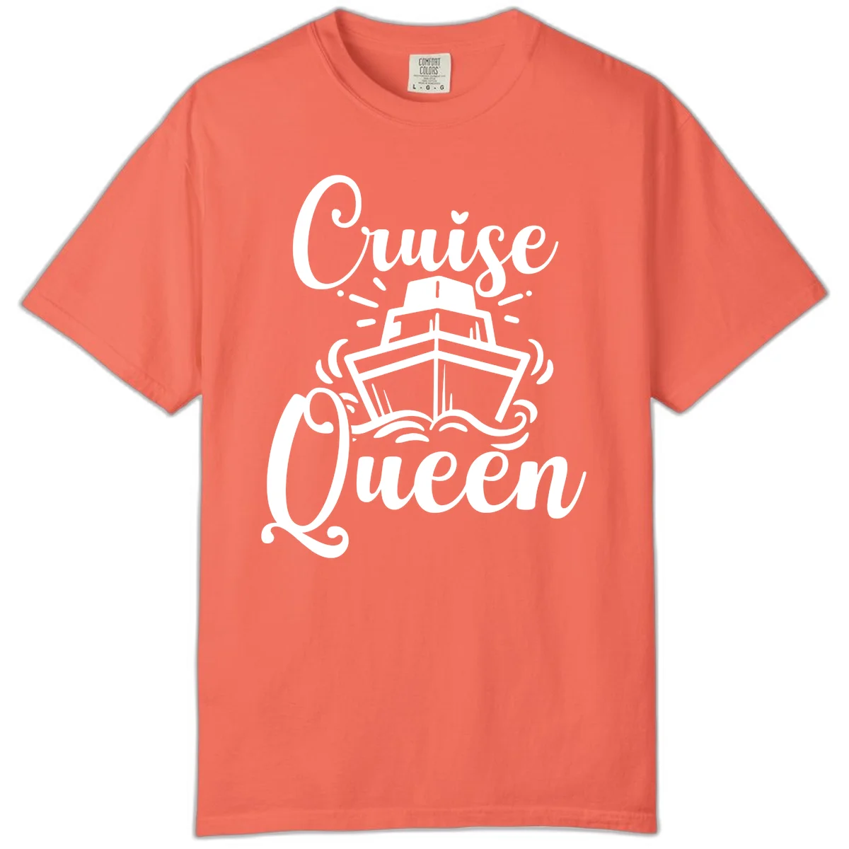 Cruise Queen Comfort Colors T-Shirt for Cruising in Bright Salmon