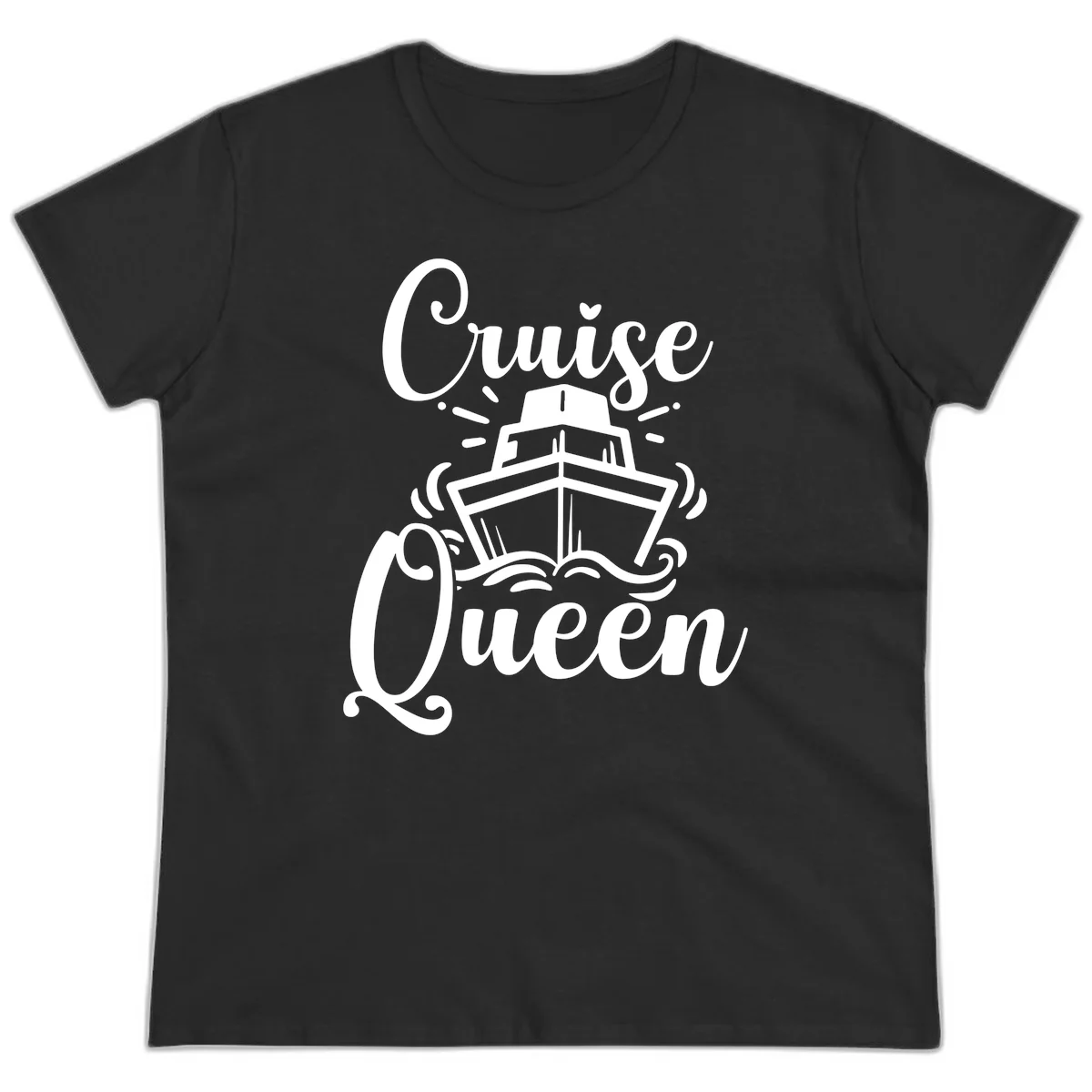 Cruise Queen Ladies Tee - Fun Vacation Apparel in Black