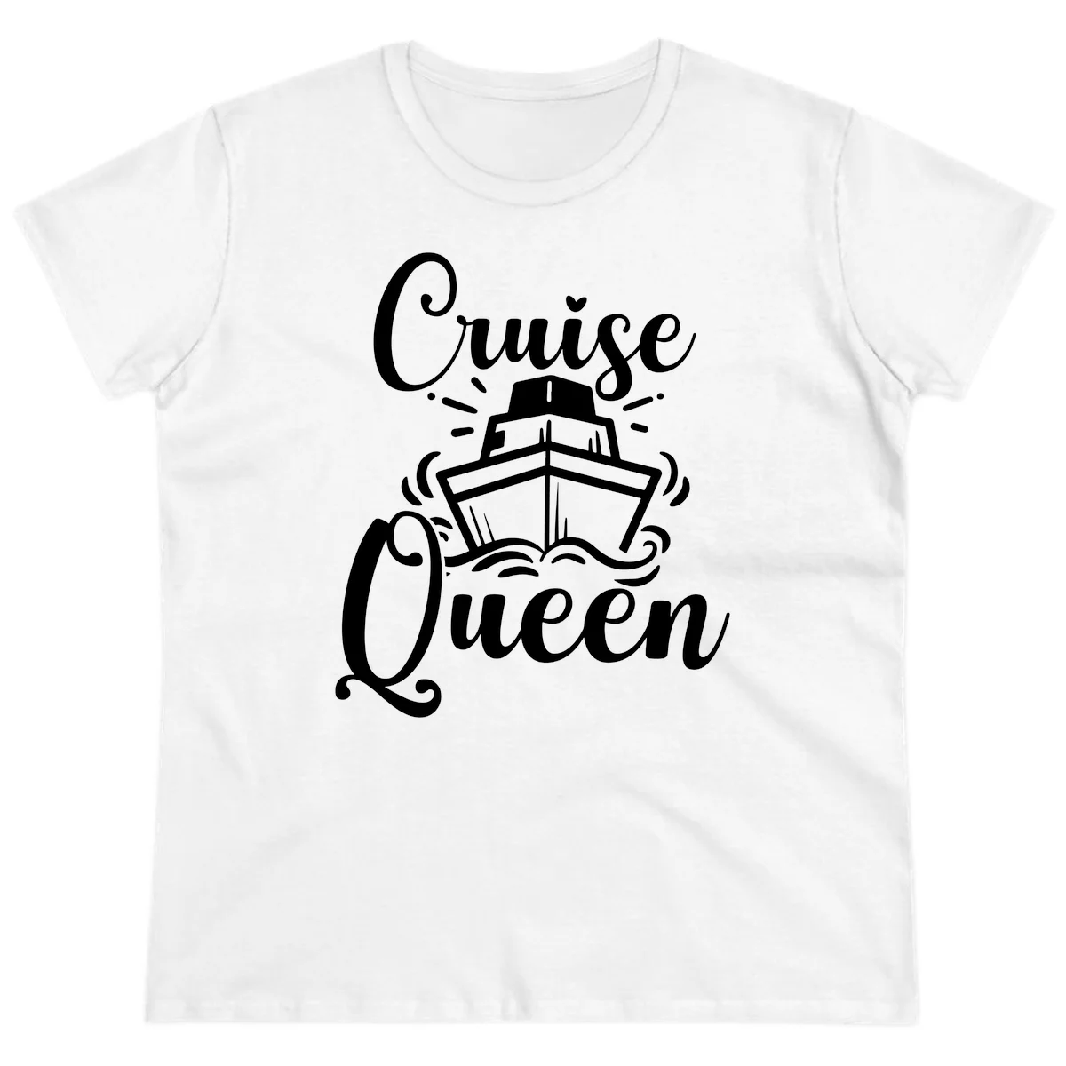 Cruise Queen Ladies Tee - Fun Vacation Apparel in White
