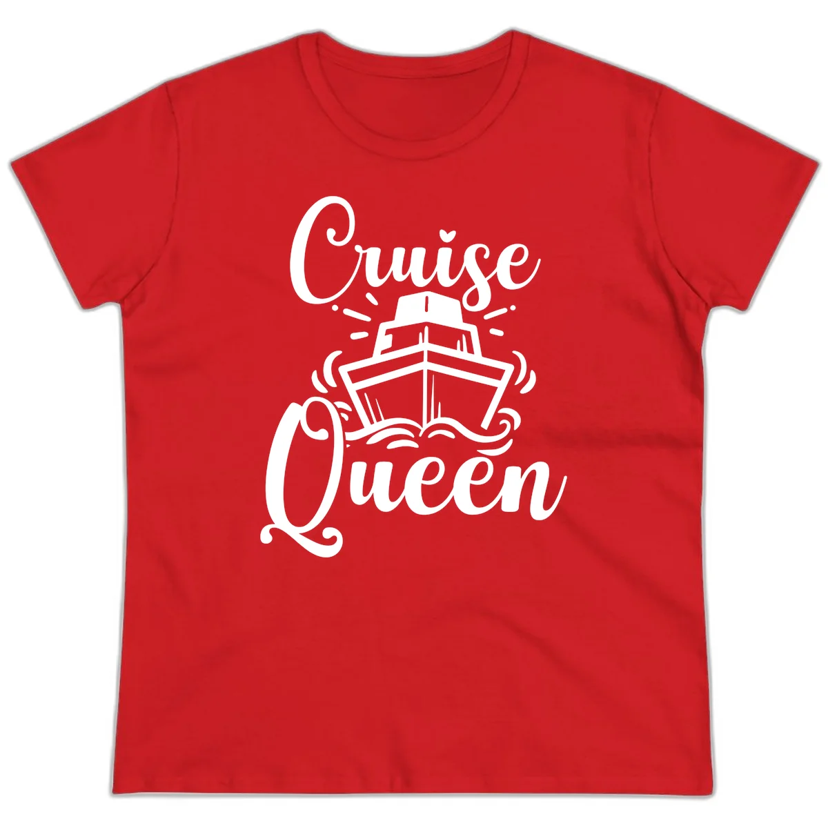Cruise Queen Ladies Tee - Fun Vacation Apparel in Red