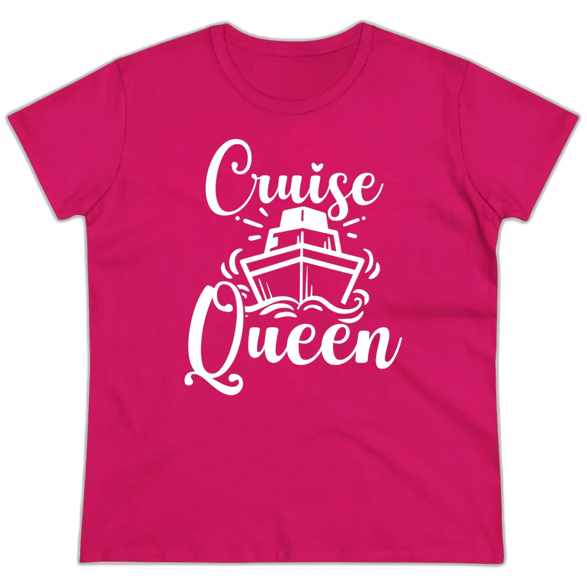 Cruise Queen Ladies Tee - Fun Vacation Apparel in Heliconia